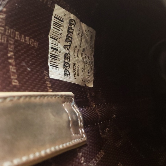 Durango Stitched Pattern Western Pointed Toe Boots 6M - Picture 14 of 15